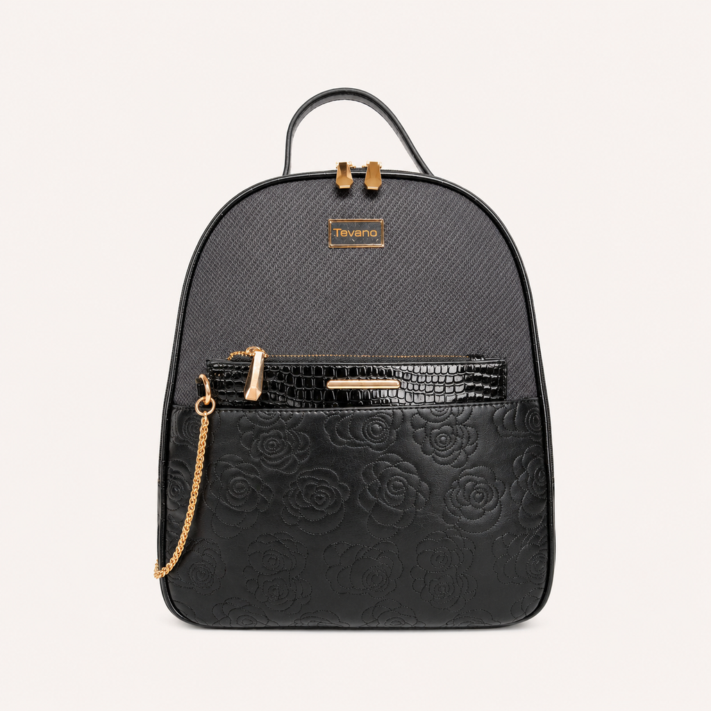 Tevano Floral Embossed Backpack