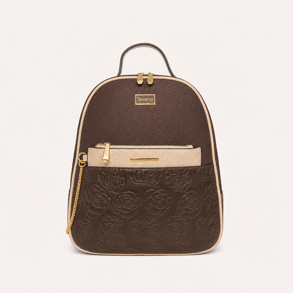 Tevano Floral Embossed Backpack