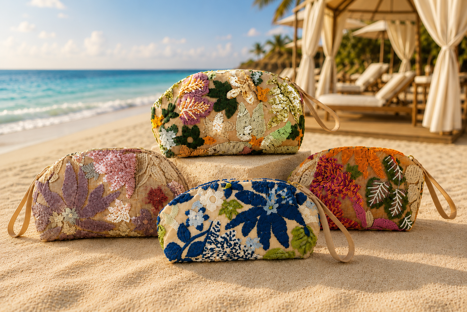 Tevano Blossom Embroidered Wristlet Clutch