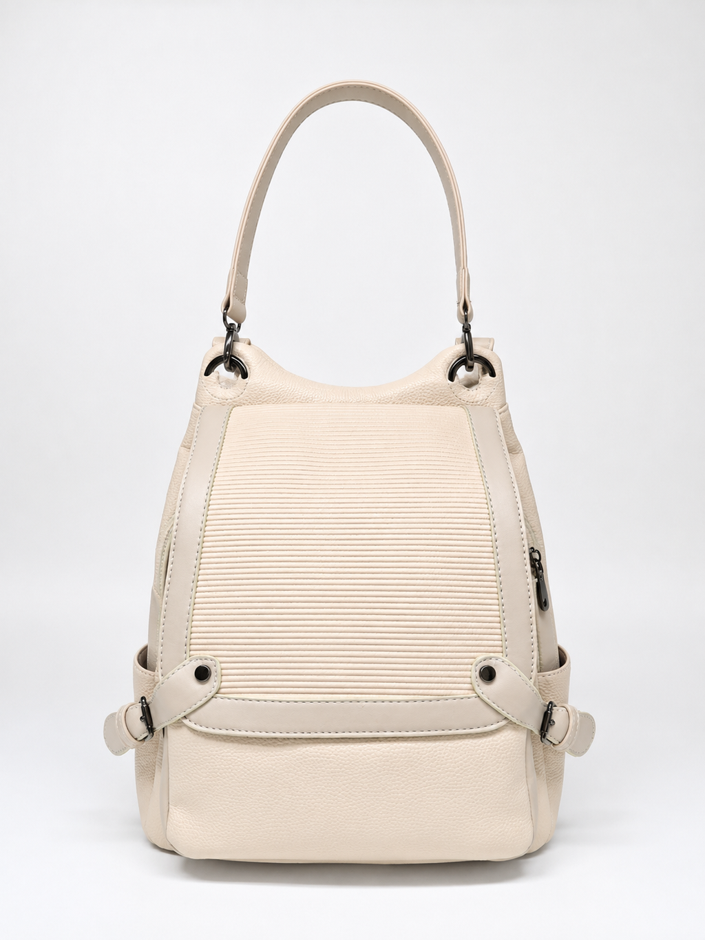 Tevano Ribbed Convertible Backpack – Cream