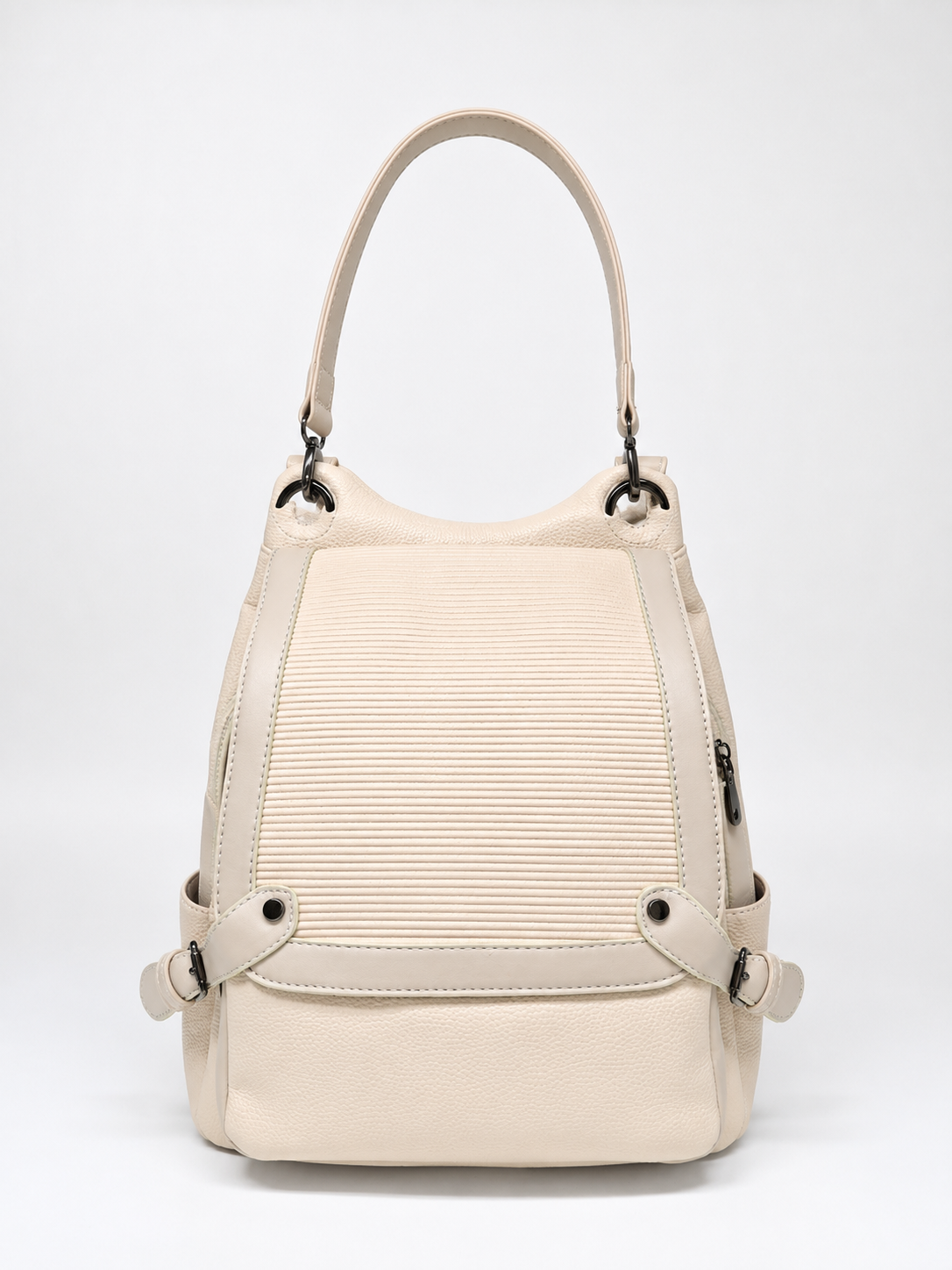 Tevano Ribbed Convertible Backpack – Cream