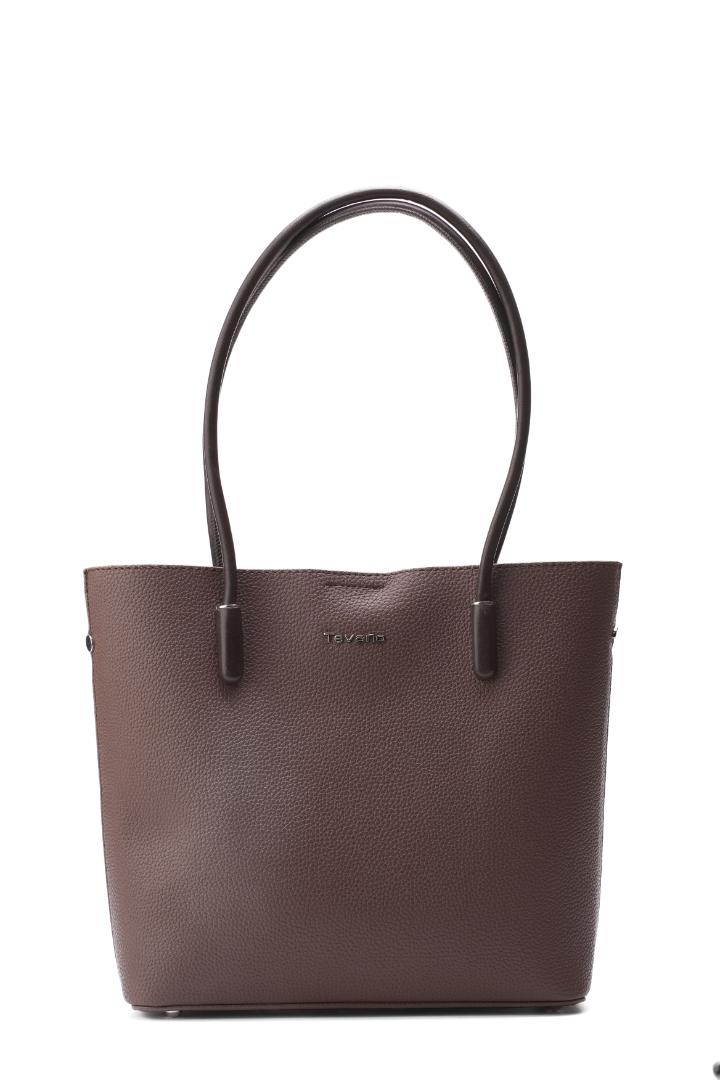 Tevano Classic Pebble Tote Bag – Chocolate Brown