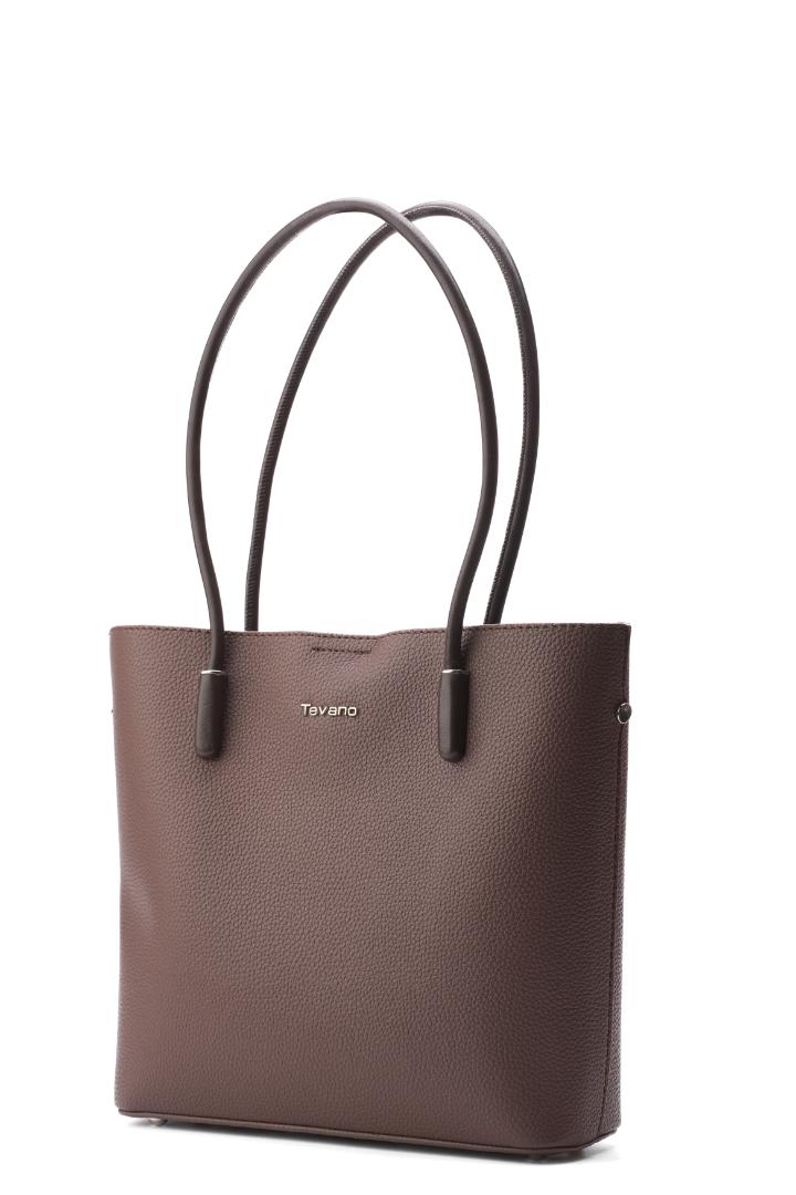 Tevano Classic Pebble Tote Bag – Chocolate Brown