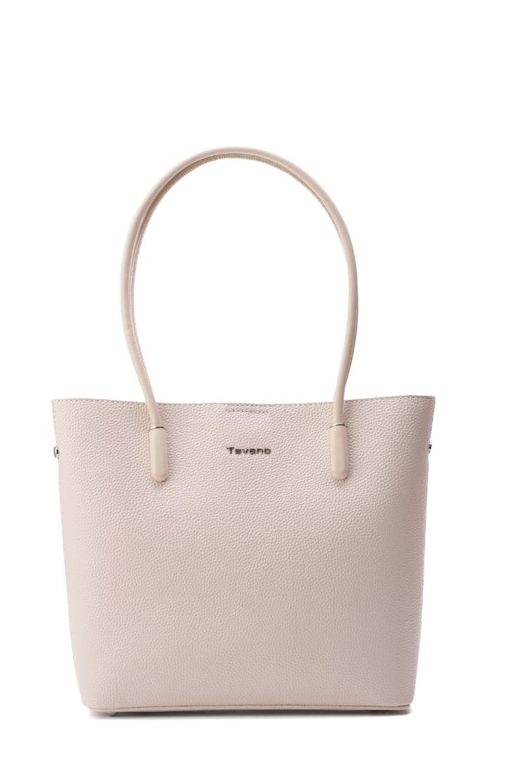 Tevano Classic Pebble Tote Bag – Cream Beige