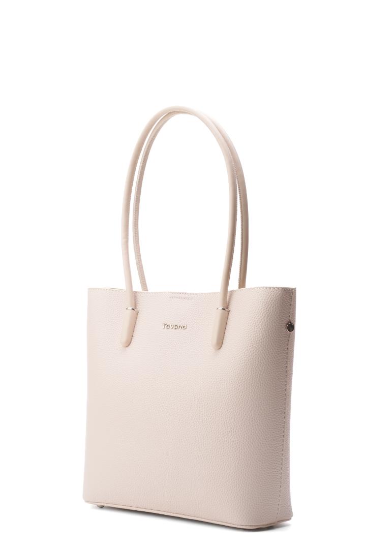 Tevano Classic Pebble Tote Bag – Cream Beige