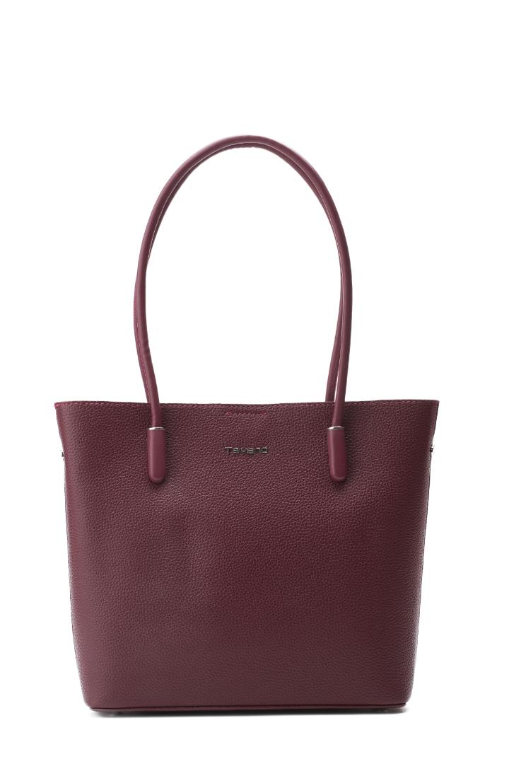 Tevano Classic Pebble Tote Bag – Wine Red