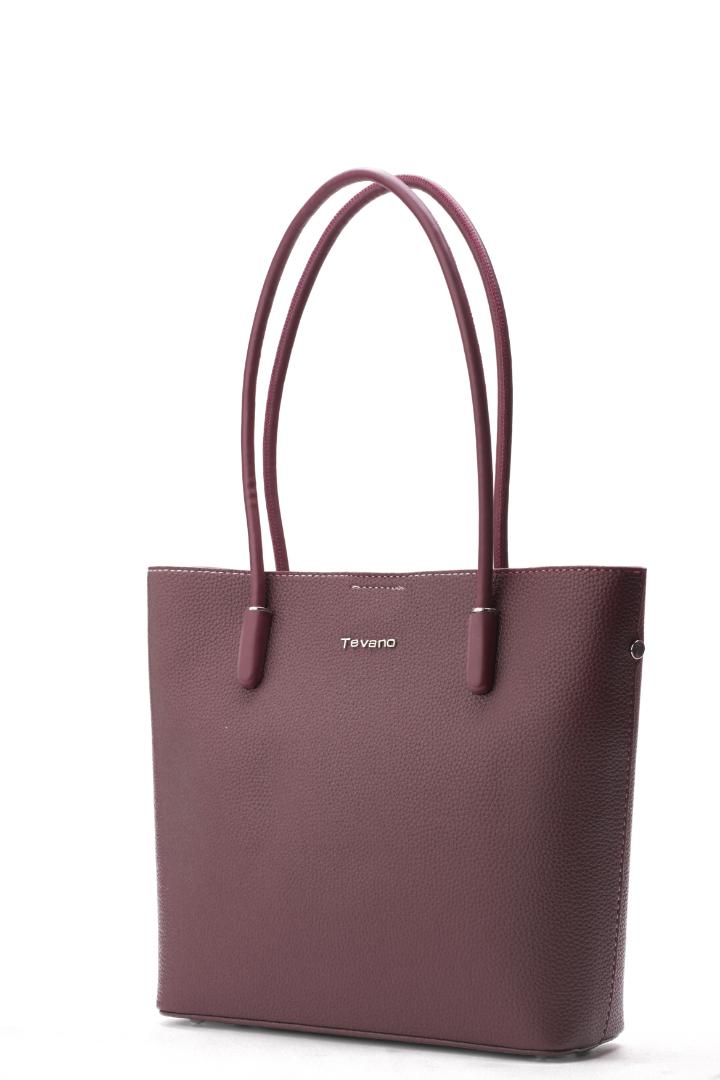 Tevano Classic Pebble Tote Bag – Wine Red