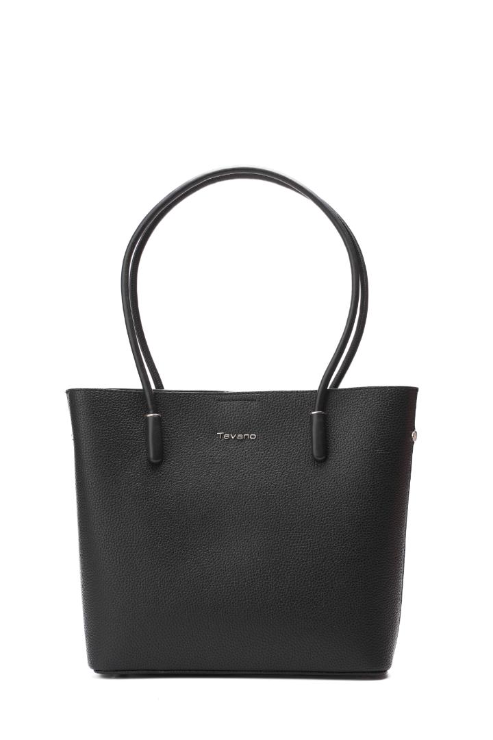Tevano Classic Pebble Tote Bag – Jet Black