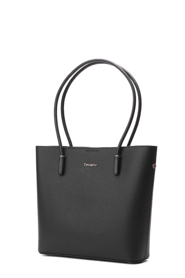 Tevano Classic Pebble Tote Bag – Jet Black