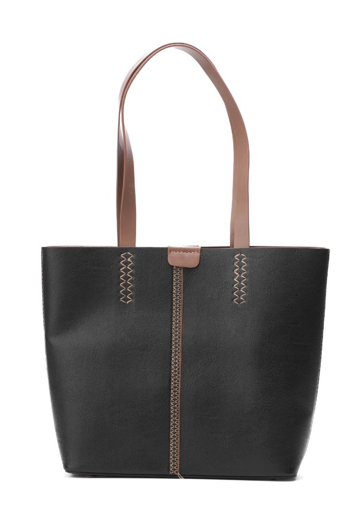 Tevano Willow Soft Tote Bag – Black & Tan