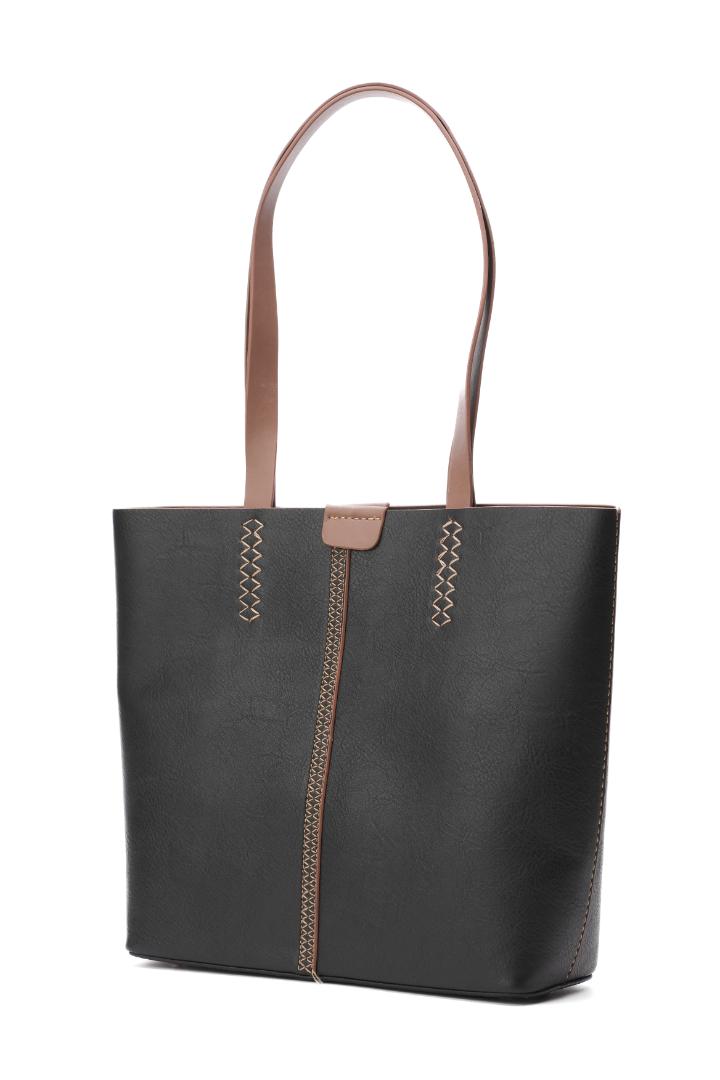 Tevano Willow Soft Tote Bag – Black & Tan