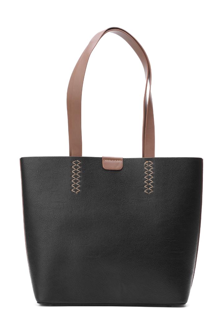 Tevano Willow Soft Tote Bag – Black & Tan
