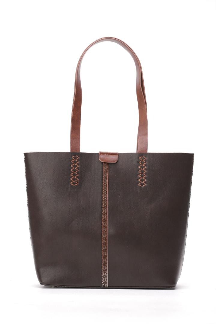 Signature Soft Leather Tote Bag – Dark Brown