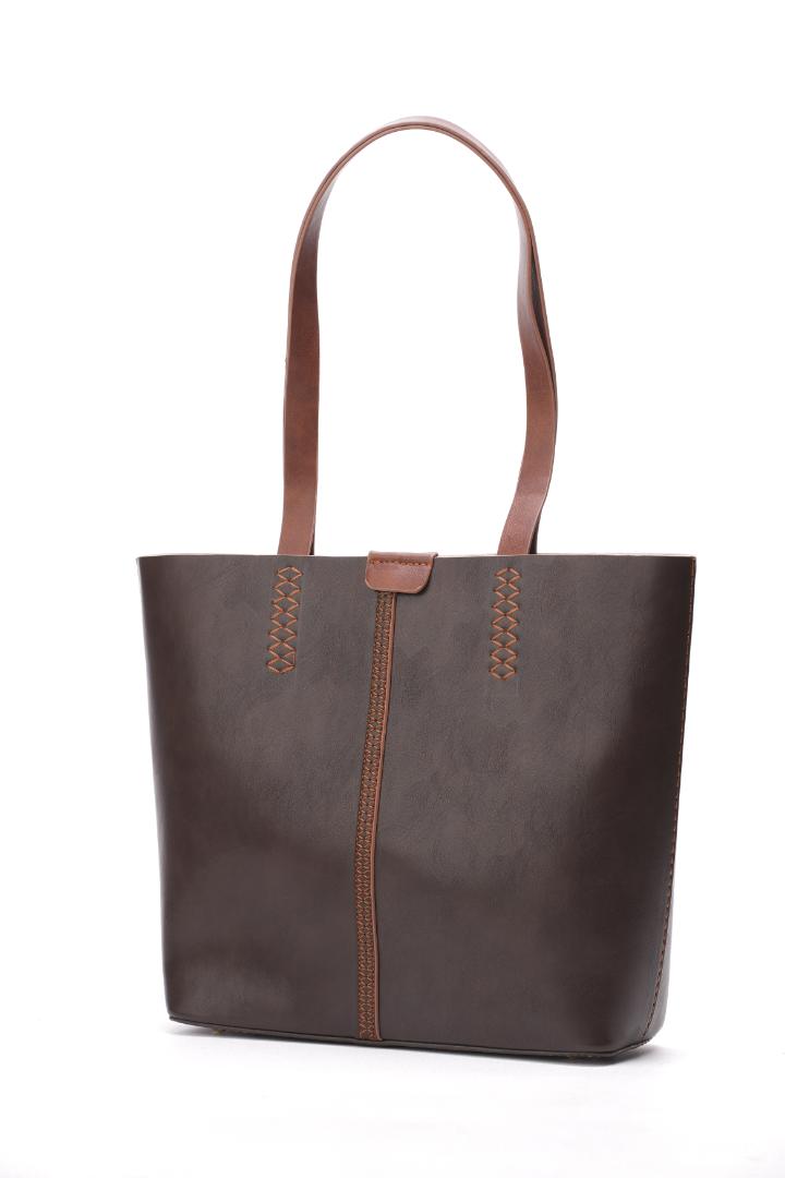 Signature Soft Leather Tote Bag – Dark Brown
