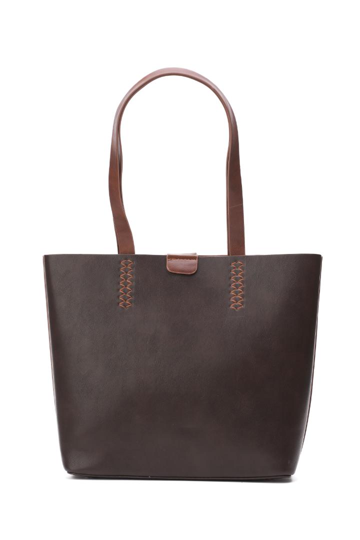 Signature Soft Leather Tote Bag – Dark Brown