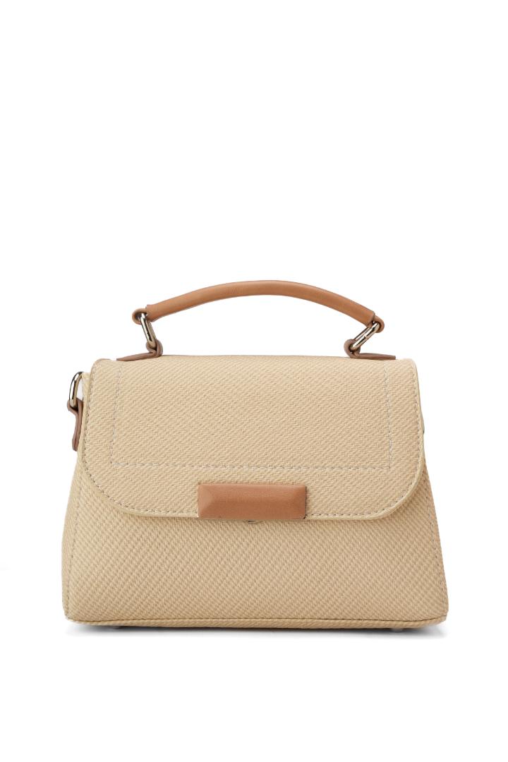 Tevano Emilia Structured Satchel – Woven Beige