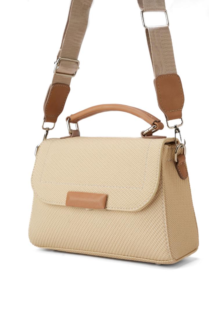 Tevano Emilia Structured Satchel – Woven Beige