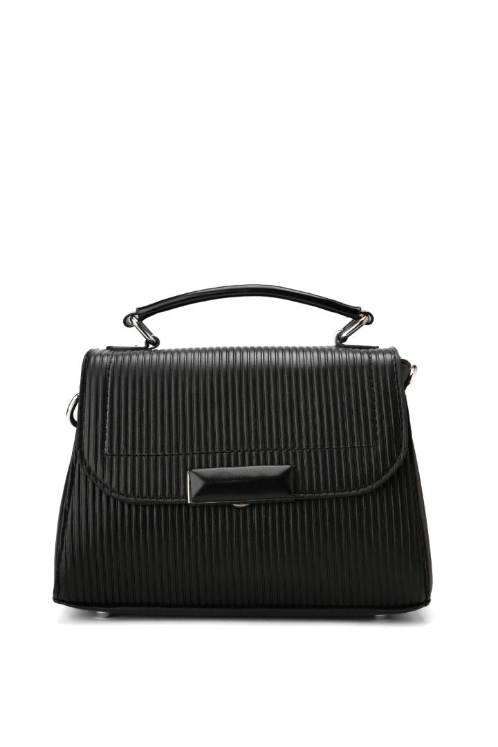 Tevano Emilia Structured Satchel – Textured Black
