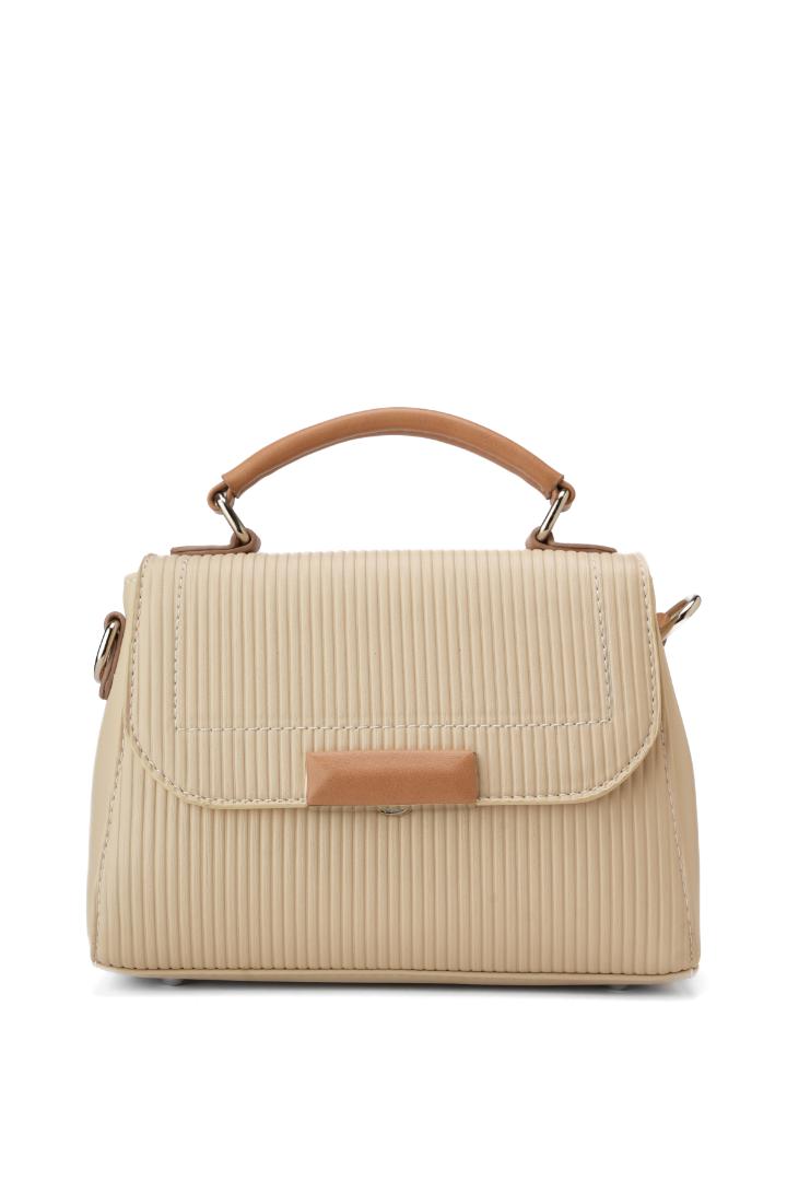 Tevano Emilia Structured Satchel – Textured Beige