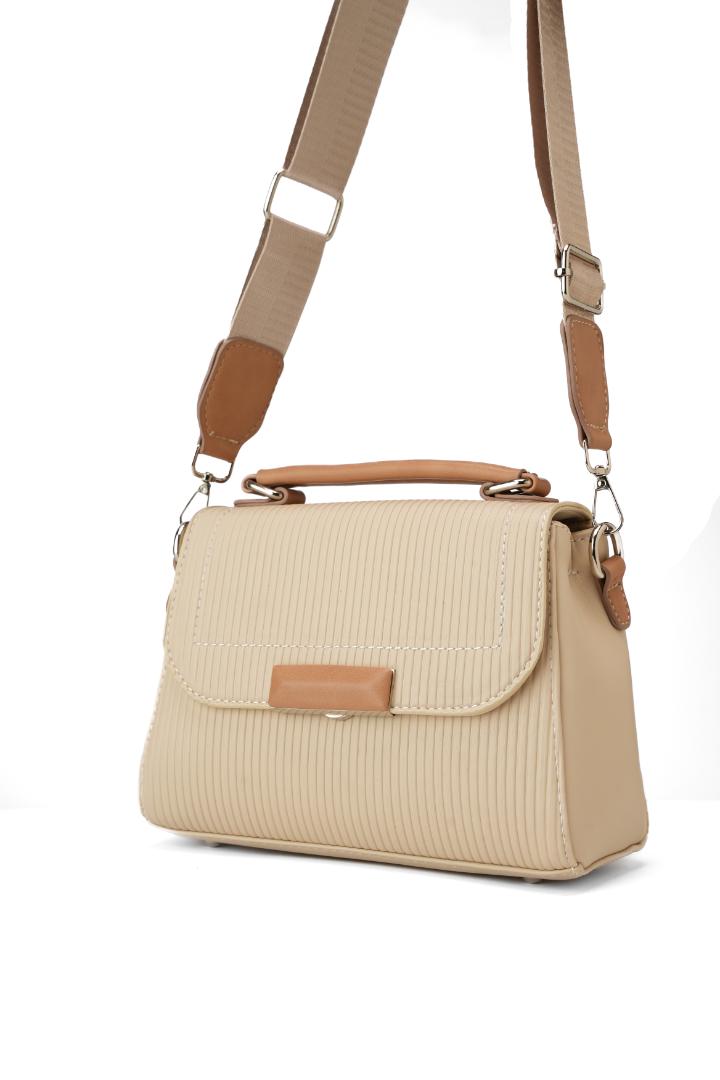 Tevano Emilia Structured Satchel – Textured Beige