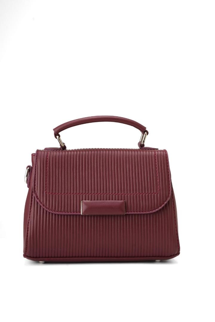 Tevano Emilia Structured Satchel – Textured Maroon