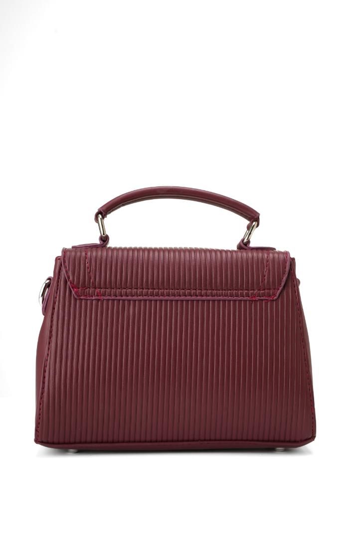 Tevano Emilia Structured Satchel – Textured Maroon