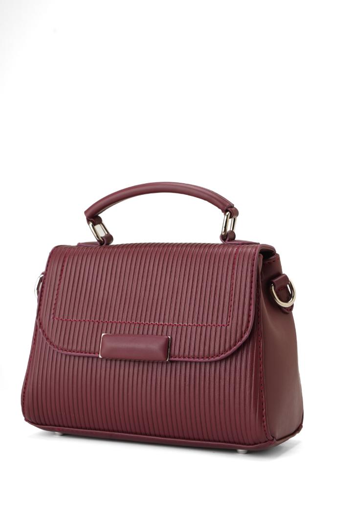 Tevano Emilia Structured Satchel – Textured Maroon