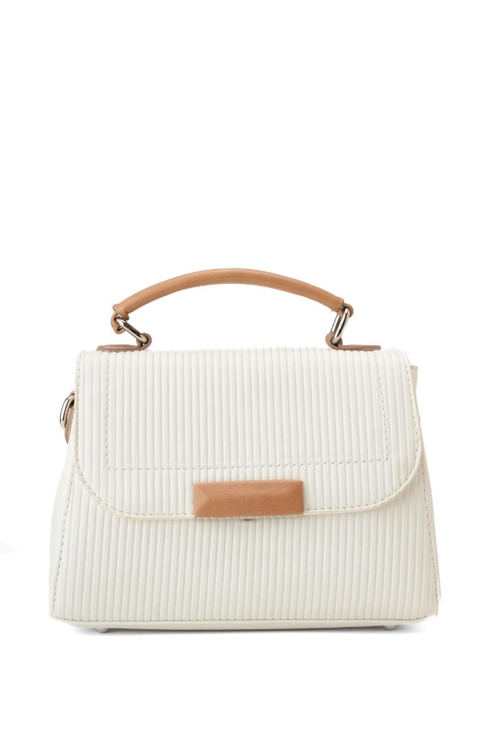 Tevano Emilia Structured Satchel – Textured White