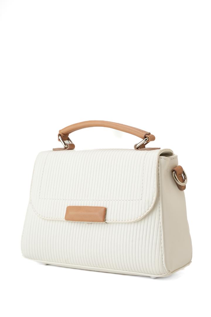 Tevano Emilia Structured Satchel – Textured White
