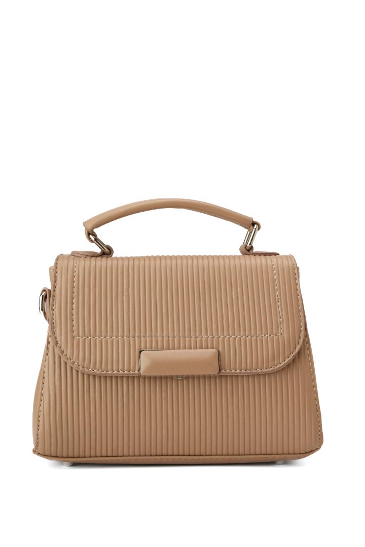 Tevano Emilia Structured Satchel – Textured Camel