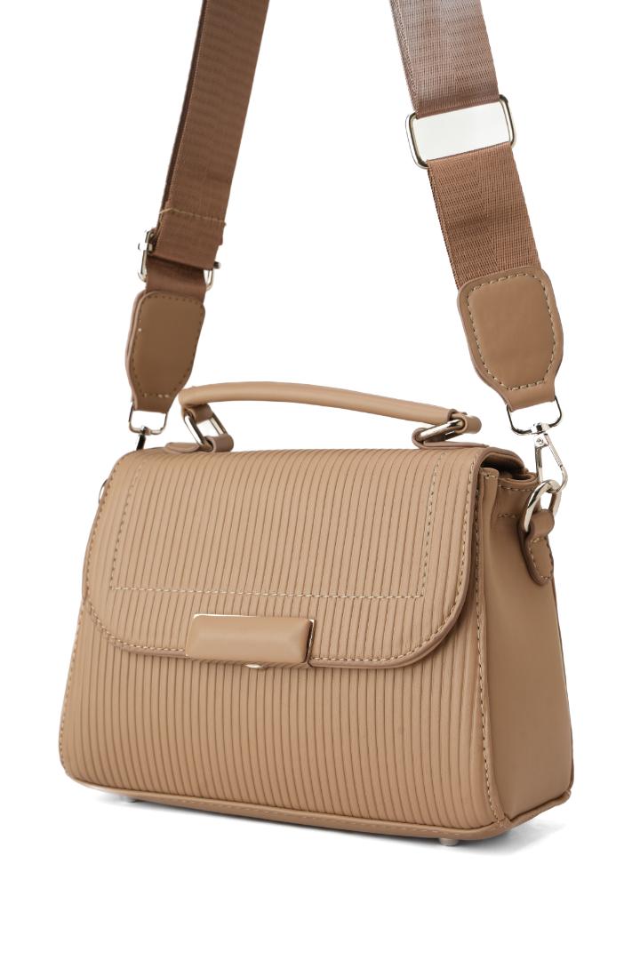 Tevano Emilia Structured Satchel – Textured Camel
