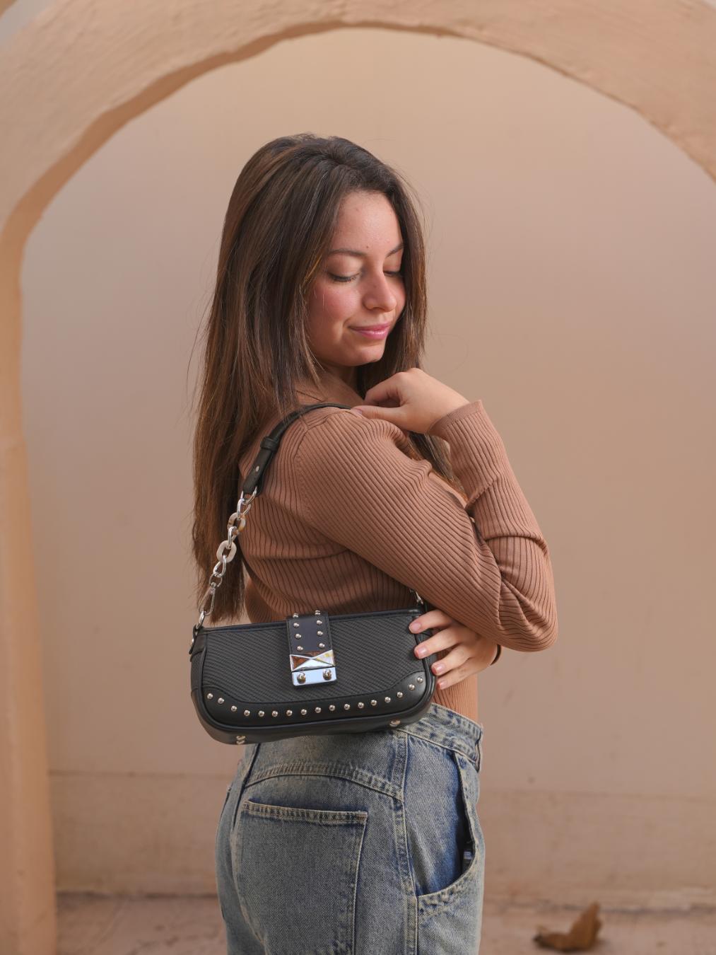 TEVANO Elegant Ribbed Tote & Mini Bag Set