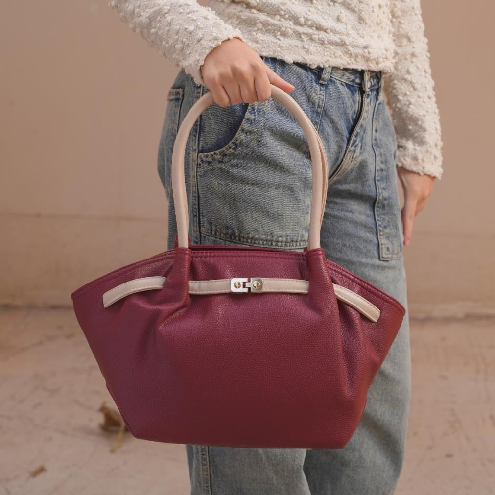 Lorena Soft Leather Tote Bag  – Burgundy
