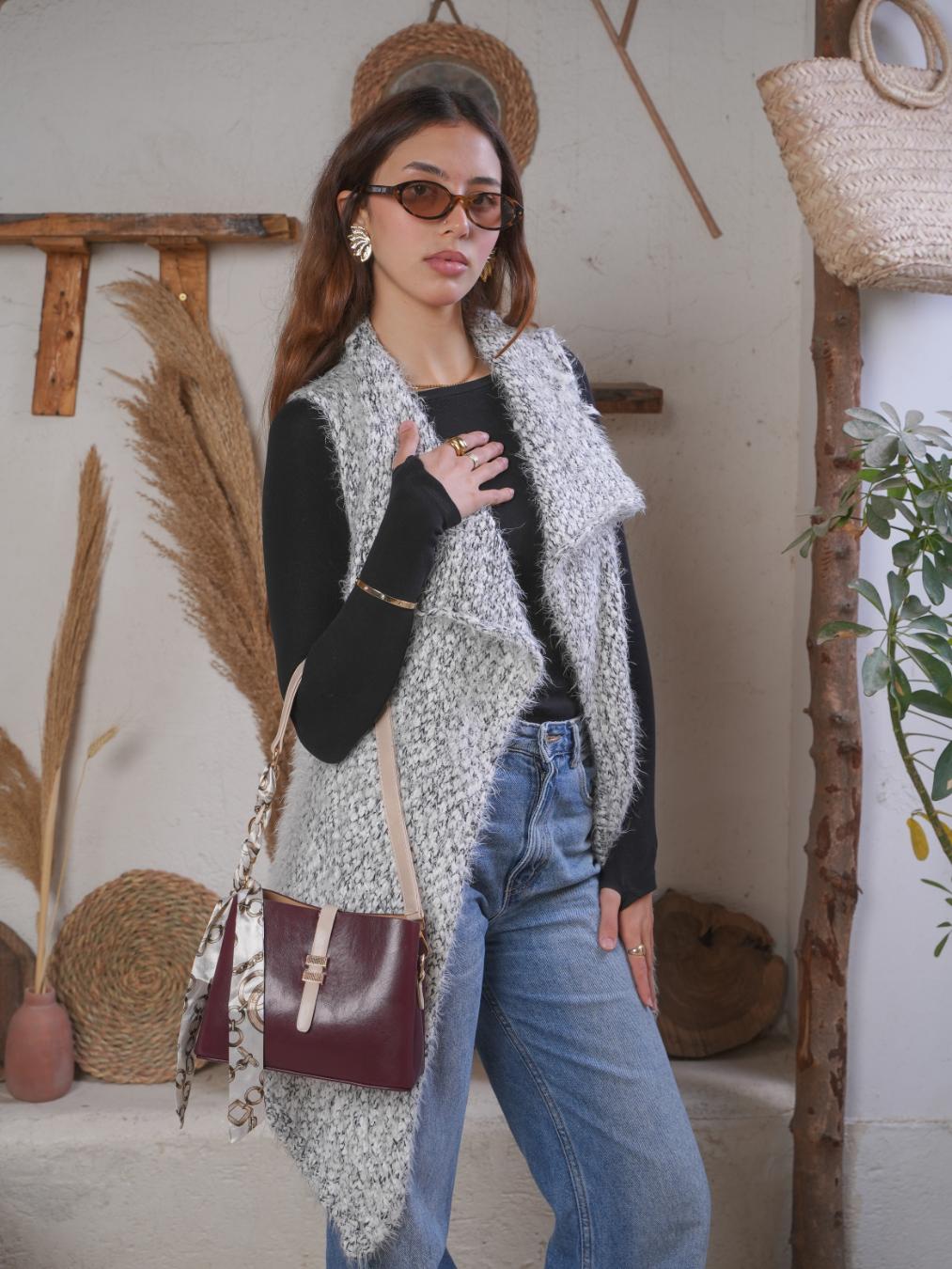 Velora Crossbody Bag With Silk Scarf - Burgundy