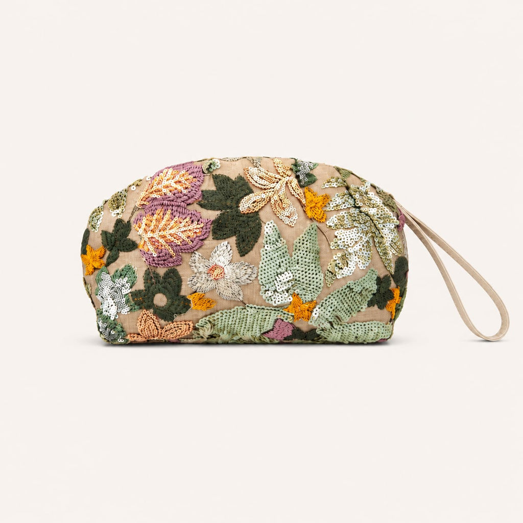Tevano Blossom Embroidered Wristlet Clutch