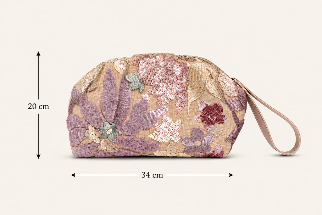 Tevano Blossom Embroidered Wristlet Clutch