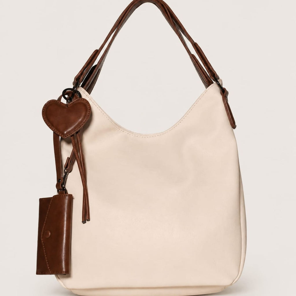 Tevano Heart Charm Hobo Shoulder Bag