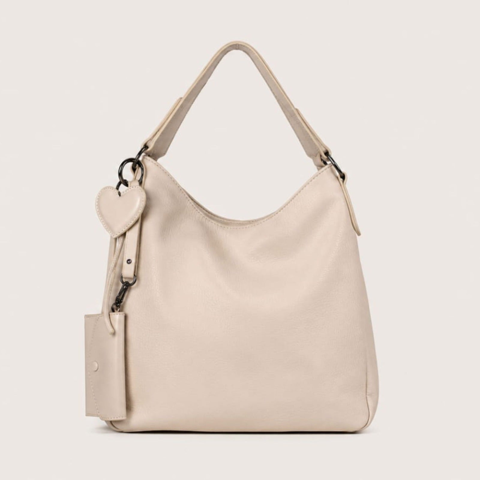 Tevano Heart Charm Hobo Shoulder Bag