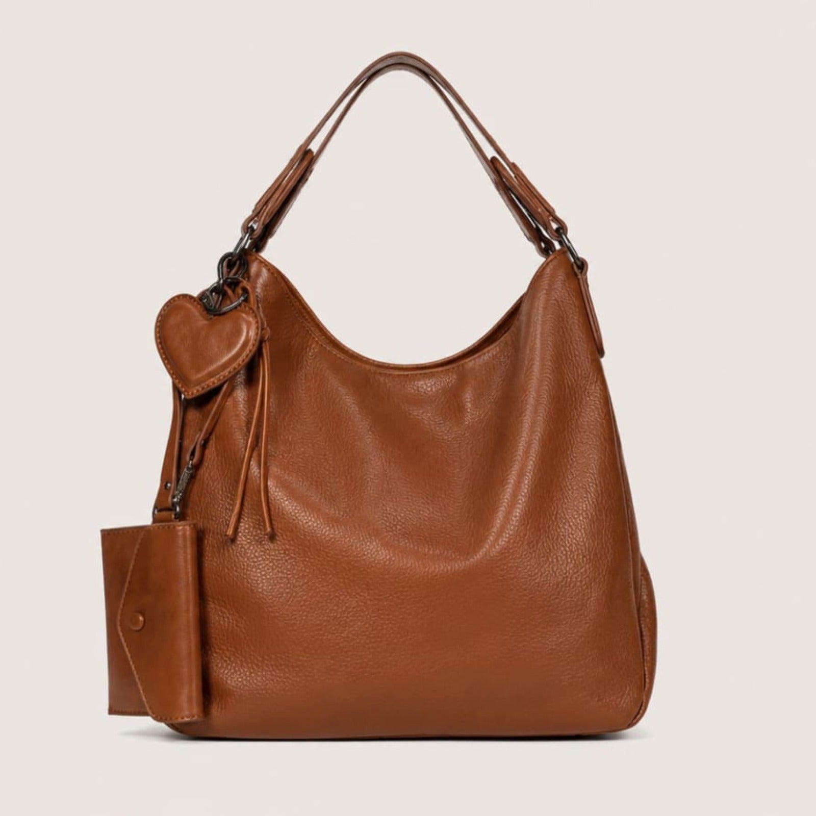 Tevano Heart Charm Hobo Shoulder Bag