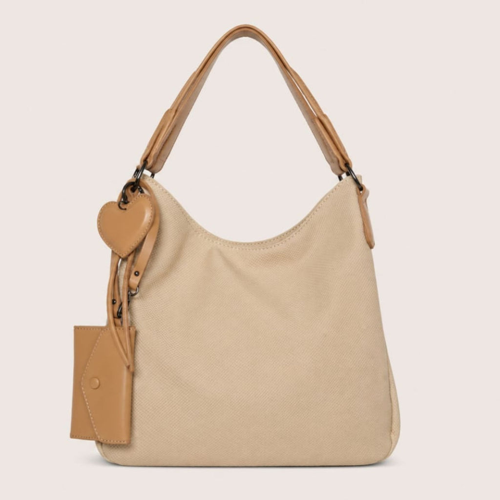 Tevano Heart Charm Hobo Shoulder Bag