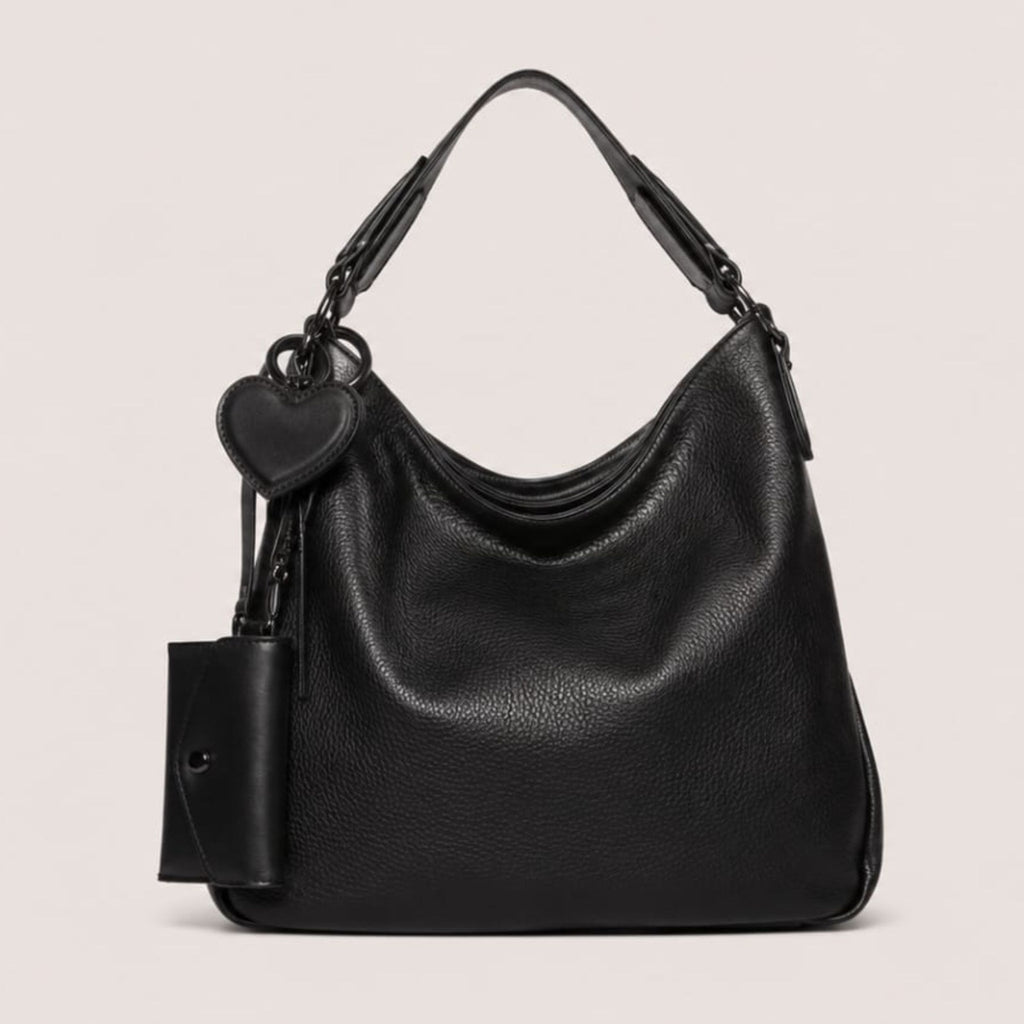 Tevano Heart Charm Hobo Shoulder Bag