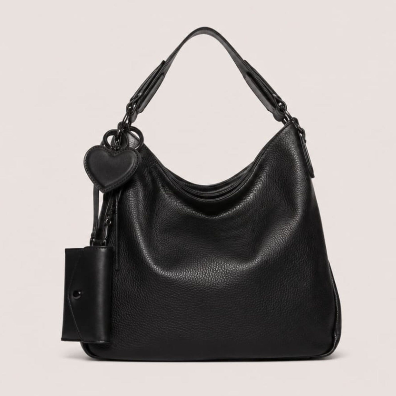 Tevano Heart Charm Hobo Shoulder Bag