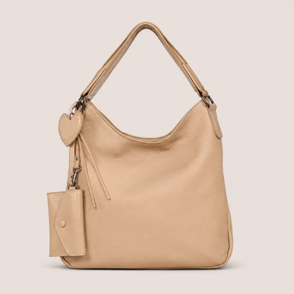 Tevano Heart Charm Hobo Shoulder Bag